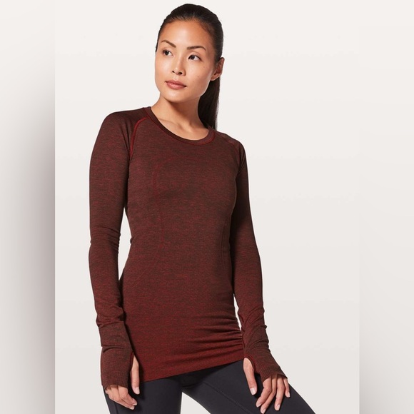 Lululemon Swiftly Tech Long Sleeve Crew in Lulu Red / Black - Picture 1 of 6